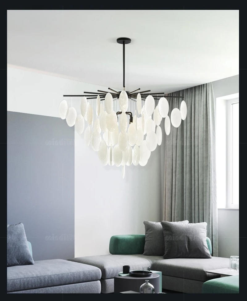 Description Picture 6 of itemModern Pendant Chandelier Light Black For Bedroom Dining Room Living Kitchen Table White Glass Crystal Ceiling Chandelier
