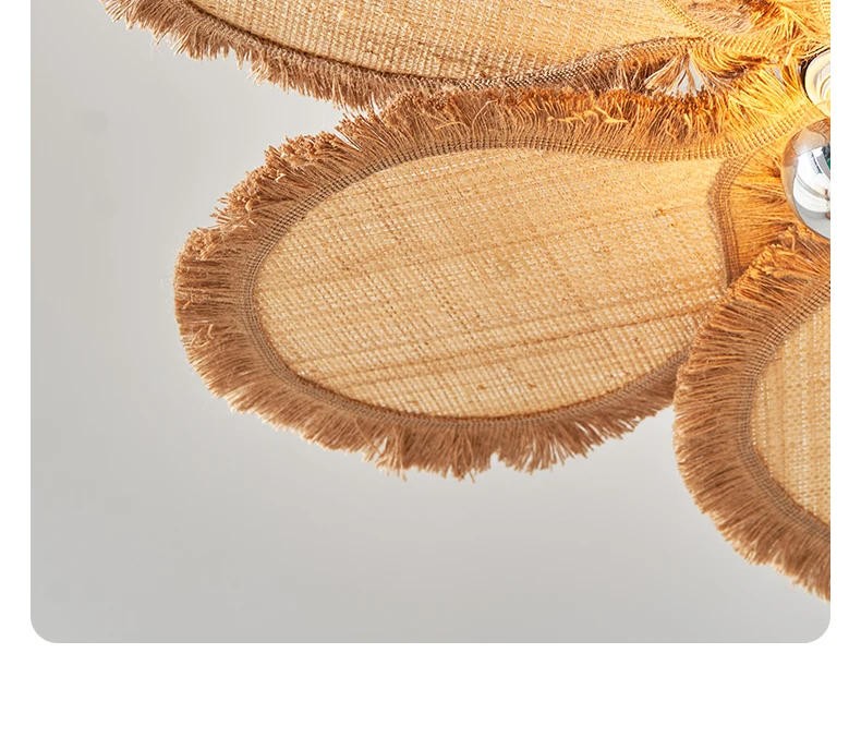 Description Picture 5 of itemWabi Sabi Petal Pendant Lamp Living Room Bedroom Dining Room Artistic Flower Pattern Grass Woven Flower Design Lighting Fixtures