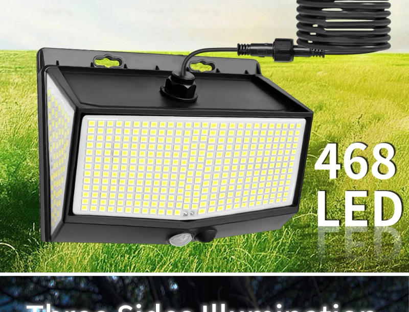 Description Picture 3 of item468 LED Solar Lights Outdoor Waterproof Motion Sensor Solar Lamp 3 Side Illumination Wall Garage Garden Light Foco Led Spotlight