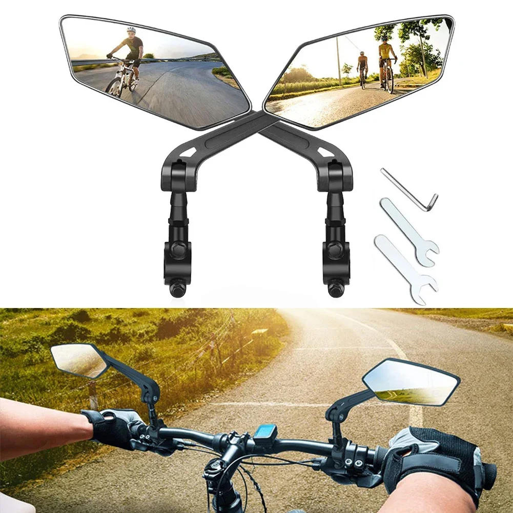Description Picture 2 of item1pair Bike Rear View Mirror Reflector Adjustable Rotatable Handlebar Mirror Clear Rearview Electric Scooter Bicycle Accessorie