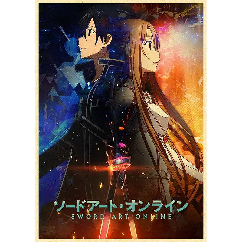 Description Picture 6 of itemAnime Poster Sword Art Online Kraft Paper Vintage Posters Home Room Art Wall Stickers 4K High Quality