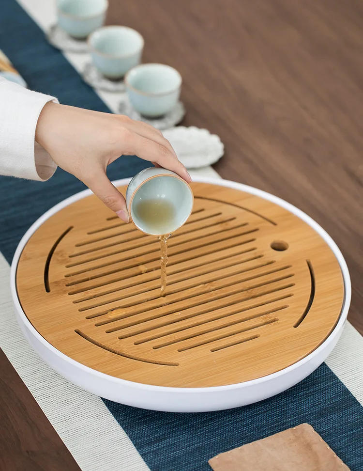 Description Picture 2 of itemTea Tray Tray Office Household Simple Mini Set Melamine Dry Brewing Water Storage Small Tea Table Japanese-style Bamboo Tea Tray