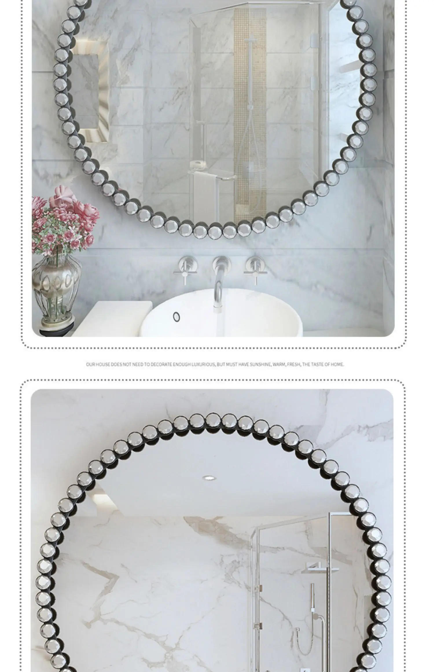 Description Picture 4 of itemNordic round bathroom mirror toilet sink makeup toilet mirror wall mounted dressing minimalist decorative
