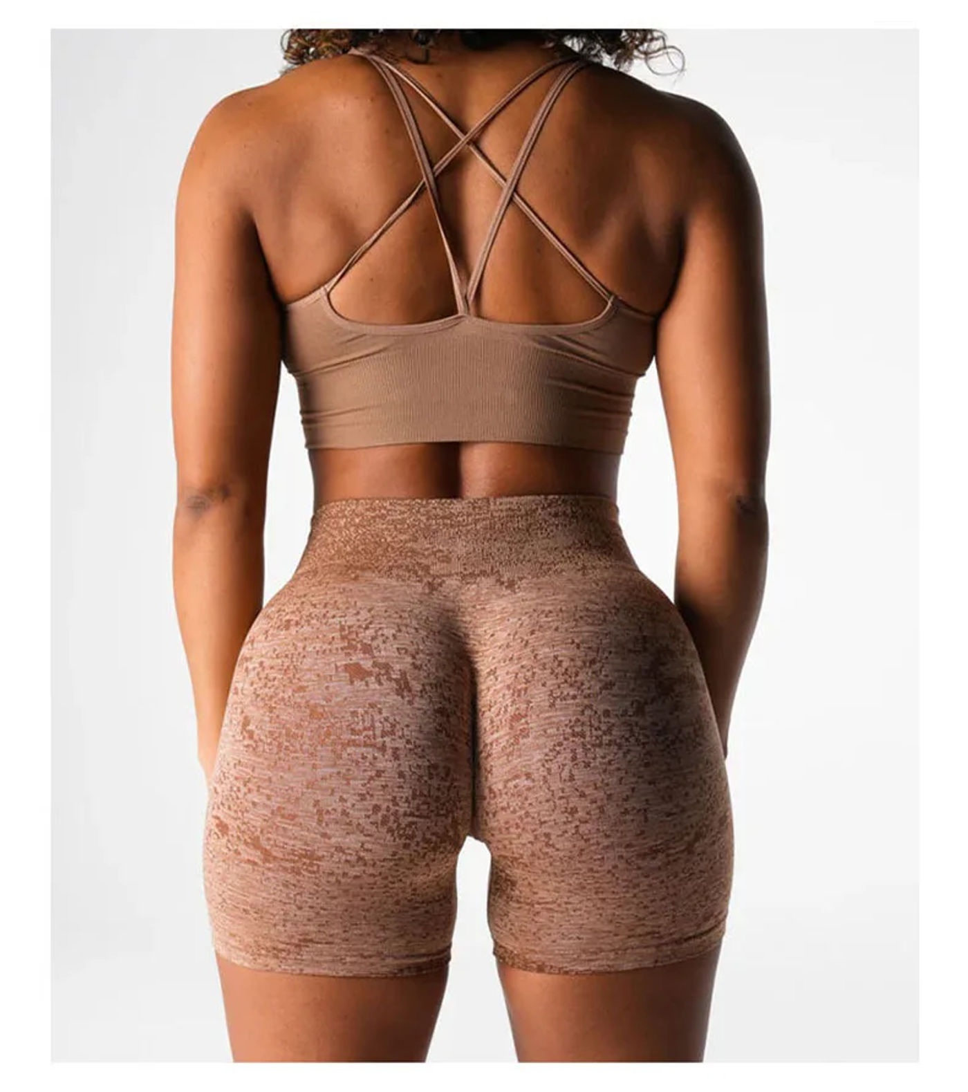 Description Picture 6 of itemNew D‌igital Seamless Airy Yoga Shorts Peach Shaping Workout Leggings 3/4 Length Gym Running Breathable Tights Fitness Clothes