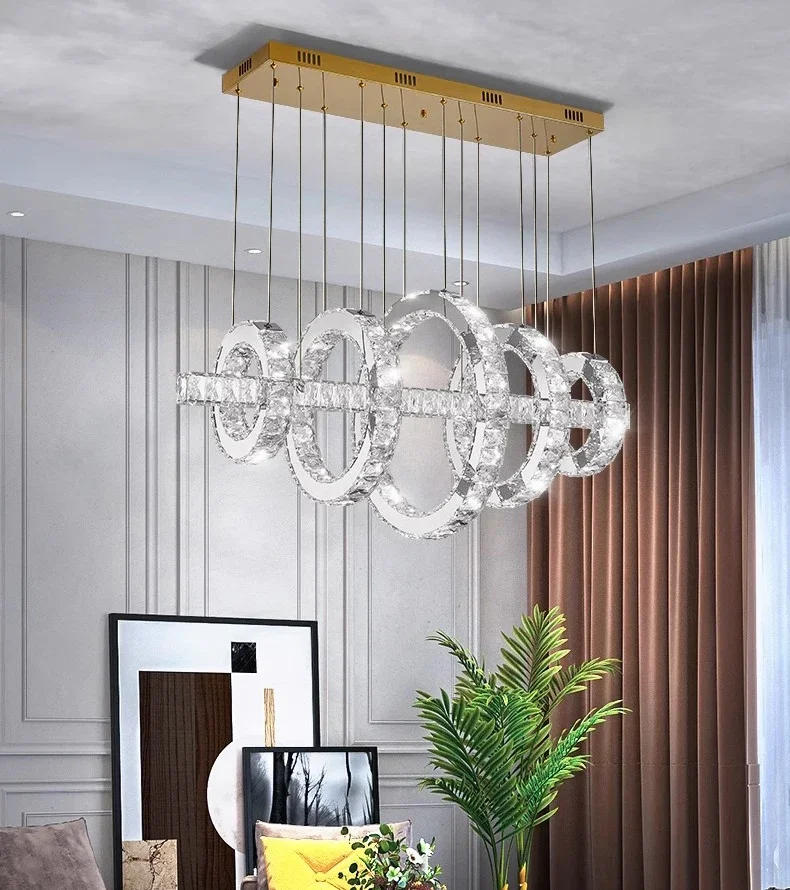 Description Picture 5 of itemModern Crystal Pendant Lights Luxury Kitchen Island Dining Table Chandeliers Living Room Hanging Lamps for Room Decor Lustre