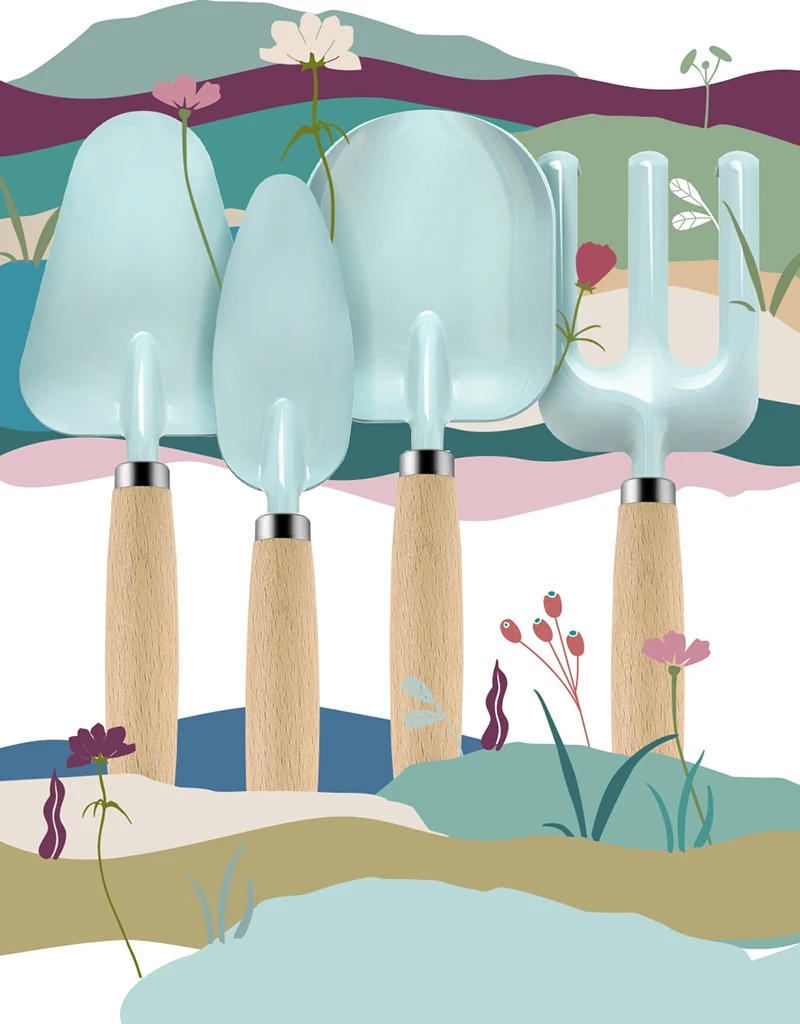 Description Picture 5 of itemPersonalized Colorful Kids Gardening Tools,Mini Wood Handle Trowel Shovel Fork Garden Hand Tools Garden Gifts for Men Women Kids