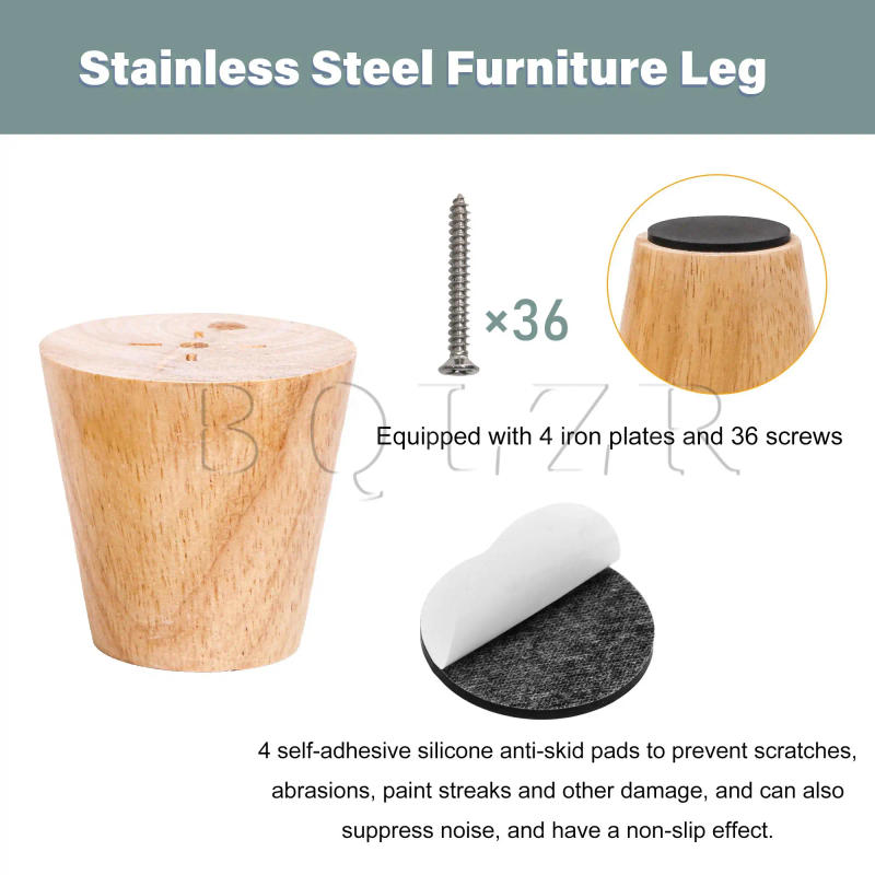 Description Picture 5 of itemBQLZR 4Pcs Height 10-30cm Solid Wood Furniture Legs Protetor Sofa Bed Cabinet Table and Chair Replacement Feet Cone Shaped