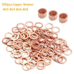 500pcs/pack Solid Copper Washer Flat Ring Gasket Sump Plug Oil Fittings Sealing Washers Fastener Hardware Accessories