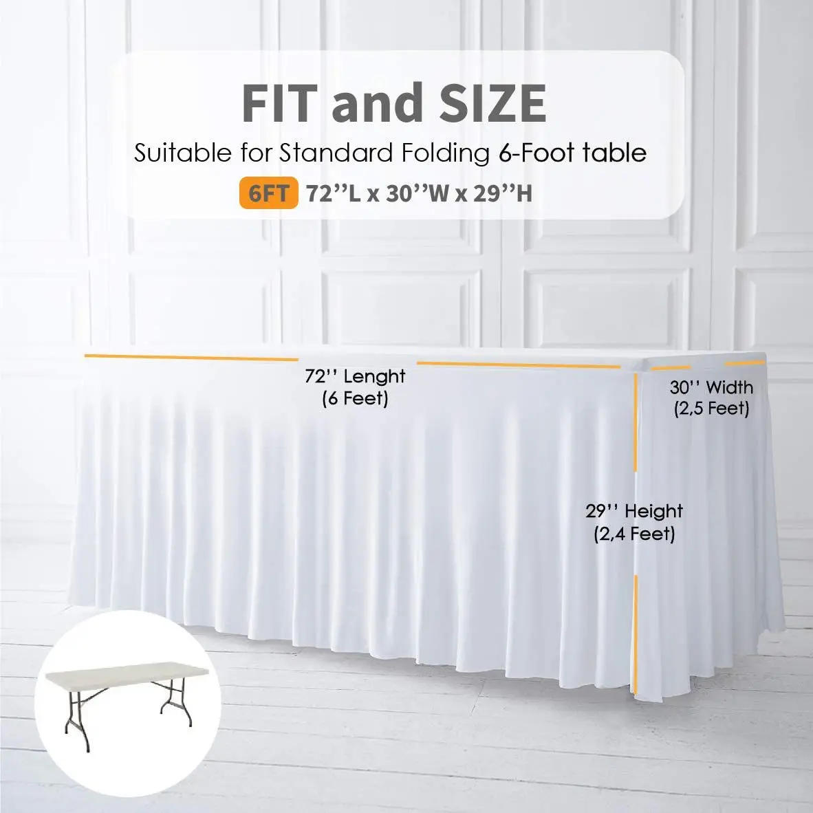 Description Picture 3 of itemStretch Rectangle Tablecloth Spandex Table Skirts Long Tables Washable Wrinkle Resistant Table Covers 6ft 4ft 8ft Fitted Table