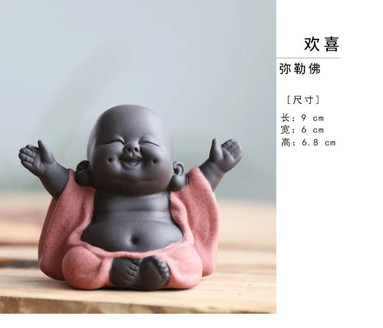 Description Picture 3 of itemCeramic Maitreya Buddha Statue Tea Sculpture Hand Carved Figurine Craft Display Ornament Home Tea Ceremony Decoration