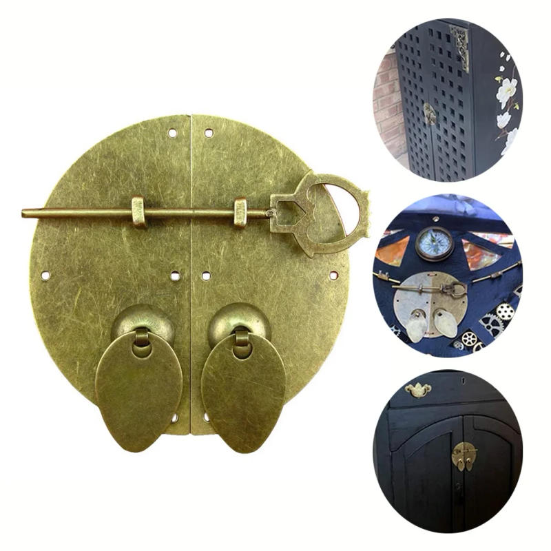 Description Picture 4 of itemKnock Pull Latch Handle Chinese Style Door Furniture Hardware With Bolts Vintage Wooden Box Lock Jewelry Box Furniture Lock