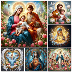 DIY Diamond Painting Cross Stitch 5D Religious Holy Family Image Full Diamond Embroidery Mosaic Jesus Maria Home Decor