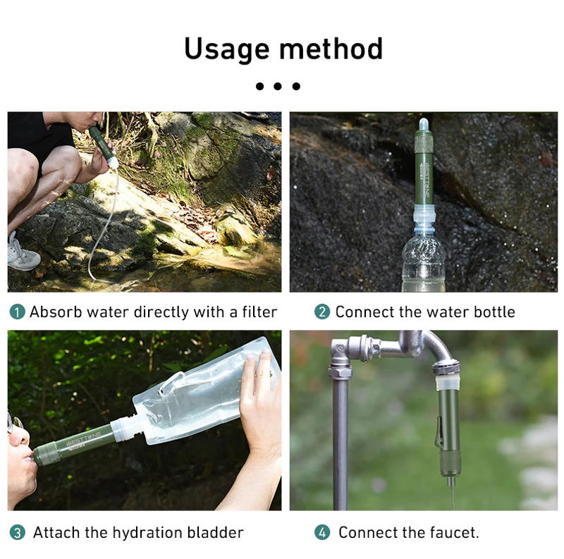 Description Picture 6 of itemOutdoor Mini Filter Straw Set TUP Carbon Fiber Camping Purification Water Purifier for Survival Or Emergency Supplies