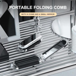 Mini 2 in 1 Comb Mirror Set Portable Cartoon Bowknot Foldable Hair Comb Anti Static Cute Air Cushion Combs Makeup Tool