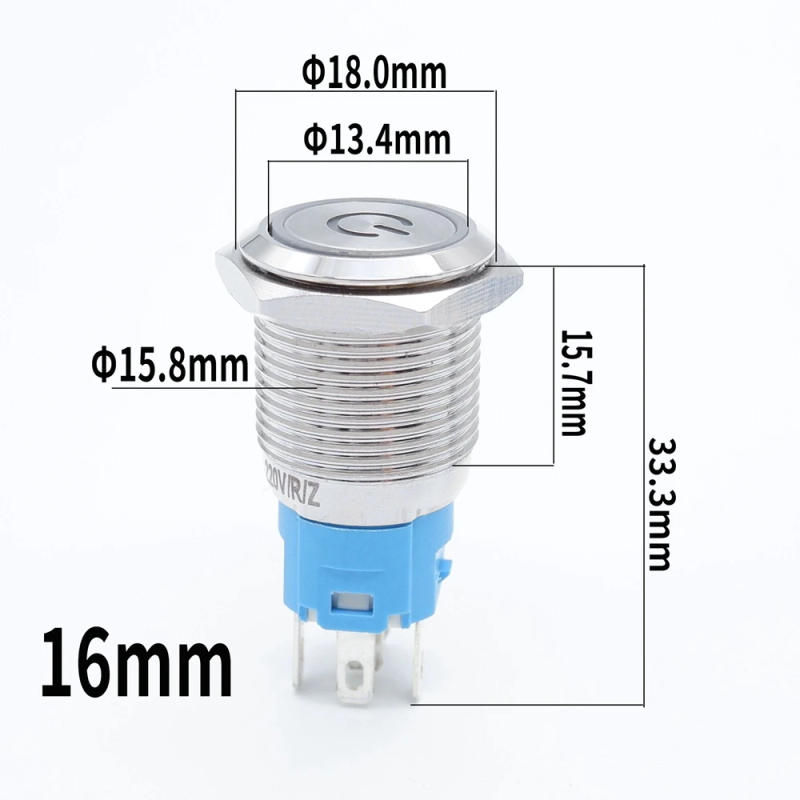 Description Picture 6 of item16mm 19mm 22mm Metal Push Button Switch Led Backlit On Off Car Engine Power Start Stop Waterproof With Wire 1NO1NC 5V 12V 220V