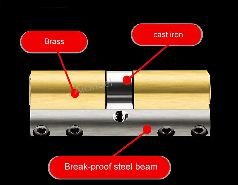 Description Picture 6 of itemSuper C grade, Anti-theft copper Lock Cylinder,Universal,Anti-Pry Lock Anti-technology cracking,Security door Lock 8PCS Keys