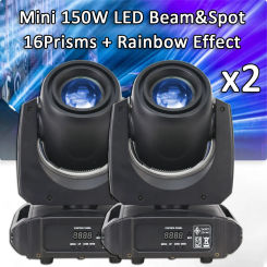 2Pcs/Lot Mini Moving Head 150W LED Spot Light With 16 Face Prism Rotating Effect For DJ Party Dacne Floor Wedding Live Show
