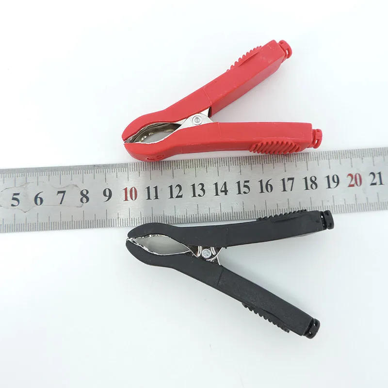 Description Picture 6 of itemInsulated Alligator Crocodile Clips plug Probe Test lead Connector Red Black Electrical Connection car Battery Terminal 35A