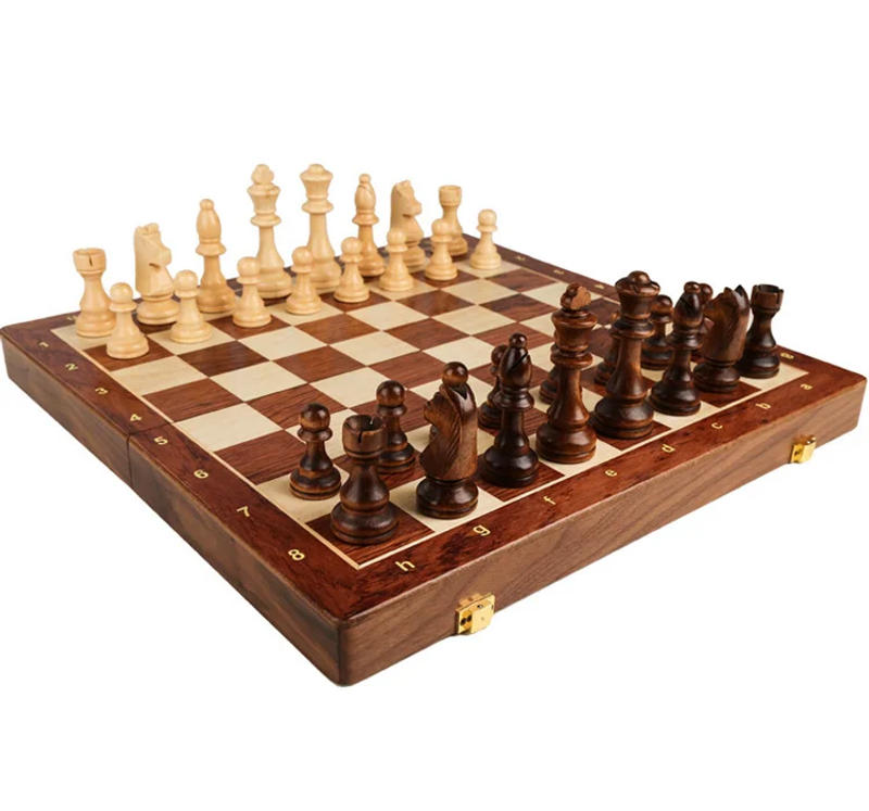 Description Picture 3 of itemChess Set Top Grade Wooden Folding Big Traditional Classic Handwork Solid Wood Pieces Walnut Chessboard Children Gift Board Game
