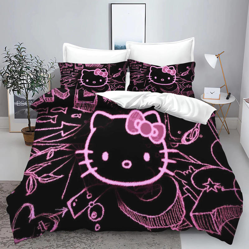 Description Picture 4 of itemHello Kitty Quilt Cover Sanrio Bedding for Bedroom Decor, Ultra Soft and Comfortable Bedding Set, Pink Gift, New Design