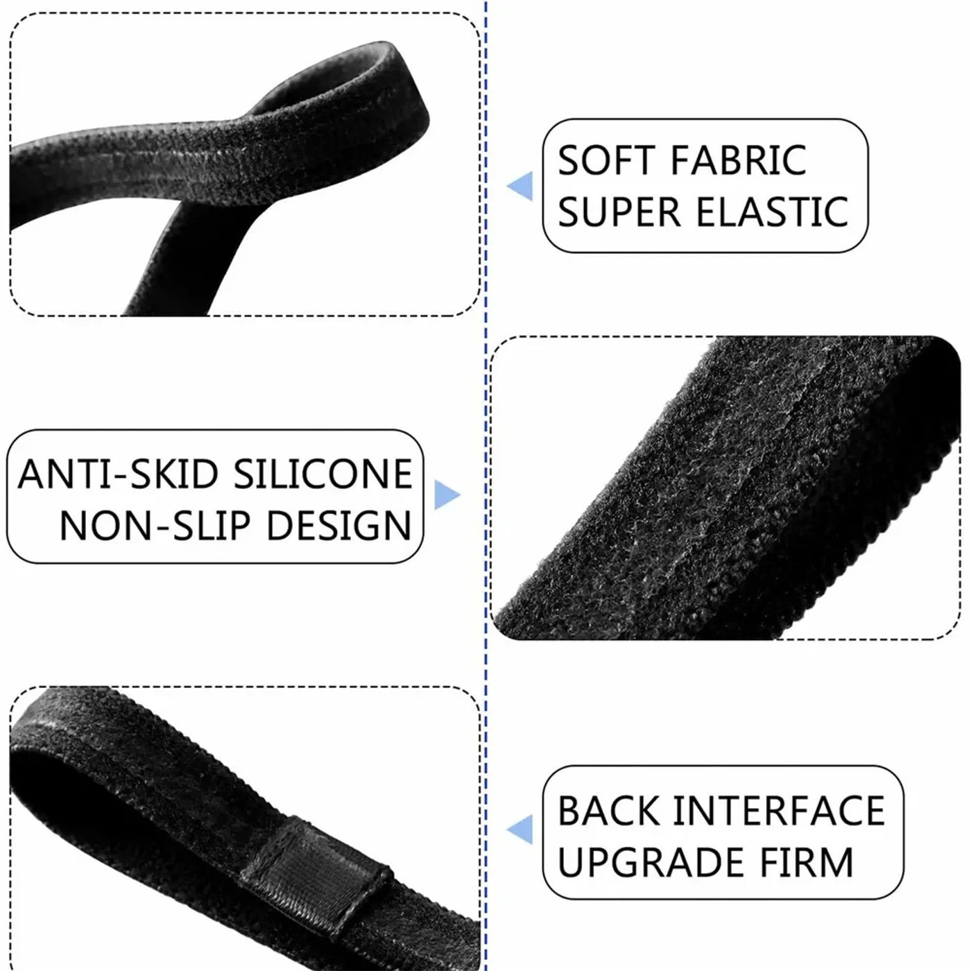 Description Picture 6 of item4 Pieces Non-Slip Elastic Sport Headband Black Stretchy Hair Band Sports Yoga Running Headband For Women Girls