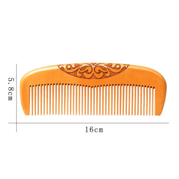 1pc Natural Peach Wood Handcrafted Fine Tooth Comb Chinese Carved Anti-Static Head Massage Comb Hair Styling Hair Care Tool