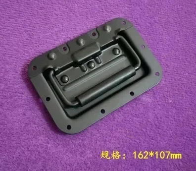Description Picture 2 of item2Pcs/Lot Black Road Flight Case recessed hasp hinge corner protector spring pull Road Case Hardware Kit