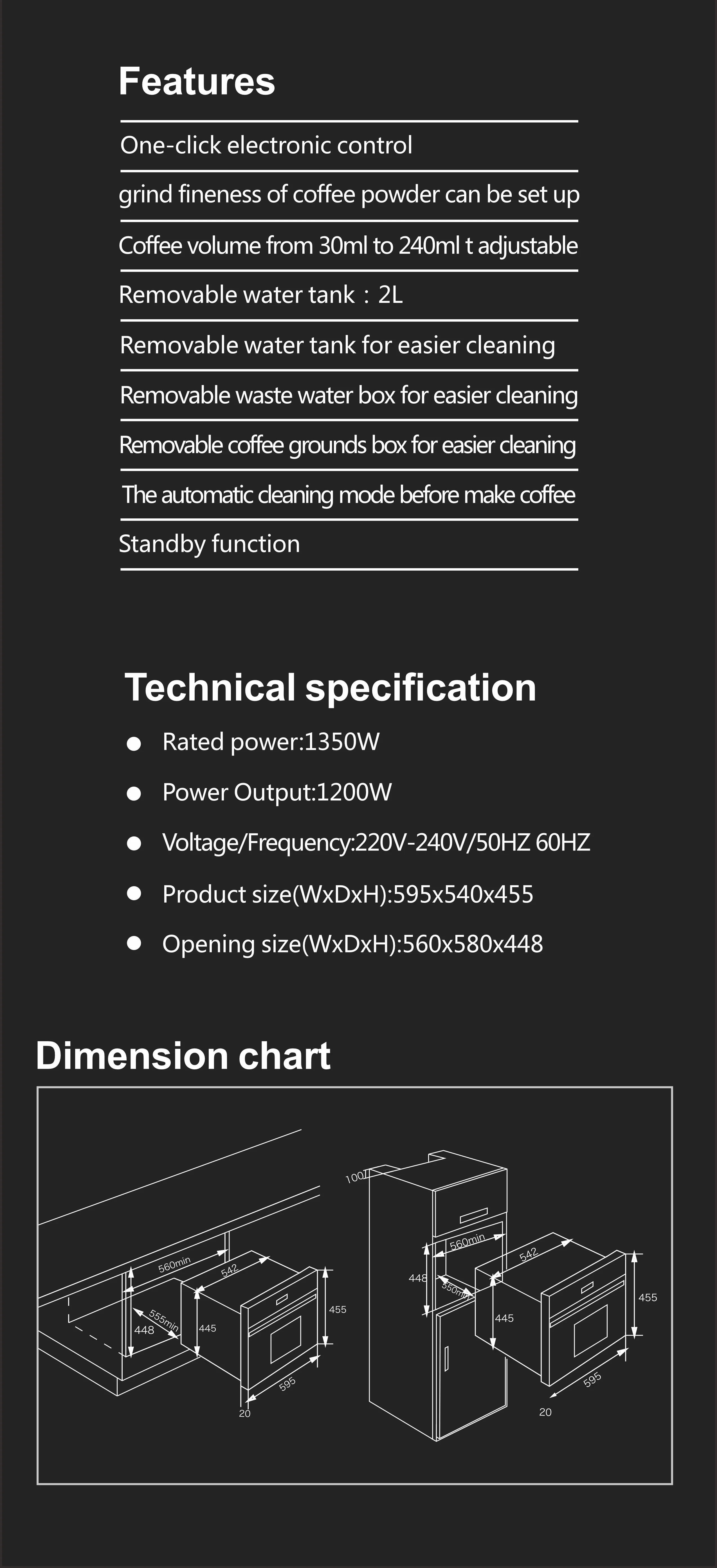 Description Picture 3 of itemProfessional Coffee MachineHigh Quality 2L Built-In Coffee Machine