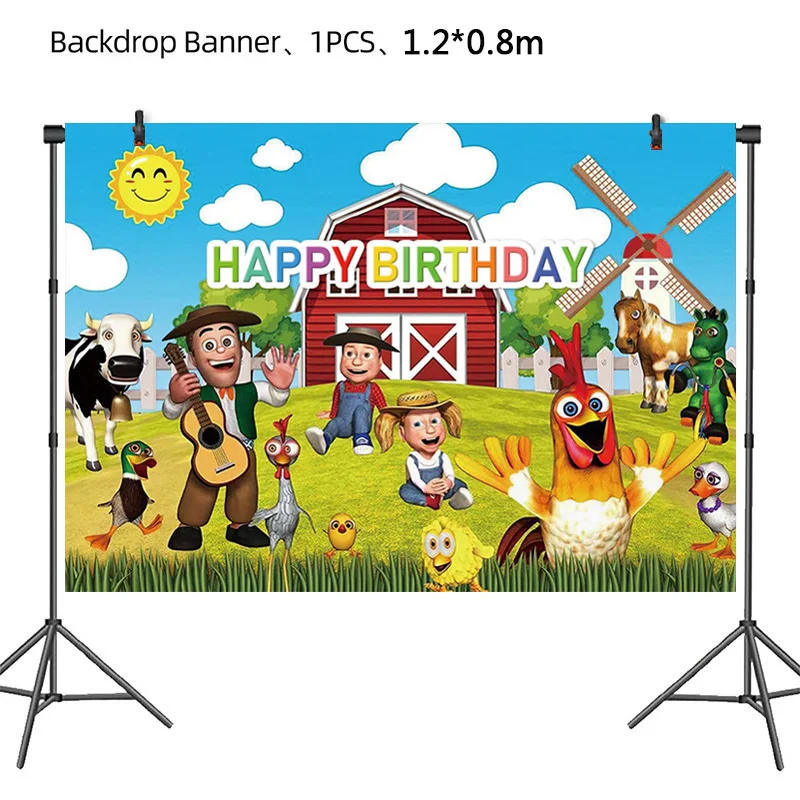 Description Picture 6 of itemFarm Birthday Party Decoration Animals Ranch Balloon Disposable Tableware Event Supplies Chicken Cow Pig Horse Backdrop Banner