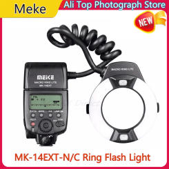Meke MK-14EXT-N/C Ring Flash Light Speedlite GN14 For Canon Nikon D80 D300S D600 D700 D800 D800E D3100 D3400 6D 7D 60D 70D 700D