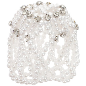 Elastic Crochet Hair Snood Rhinestone Pearl Ballet Hair Bun Covers for Dance Performance (AB)