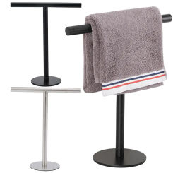Stainless Steel Hand Towel Holder Free Standing Bath Towel Bar Stand with Heavy Base for Bathroom Vanity Countertop