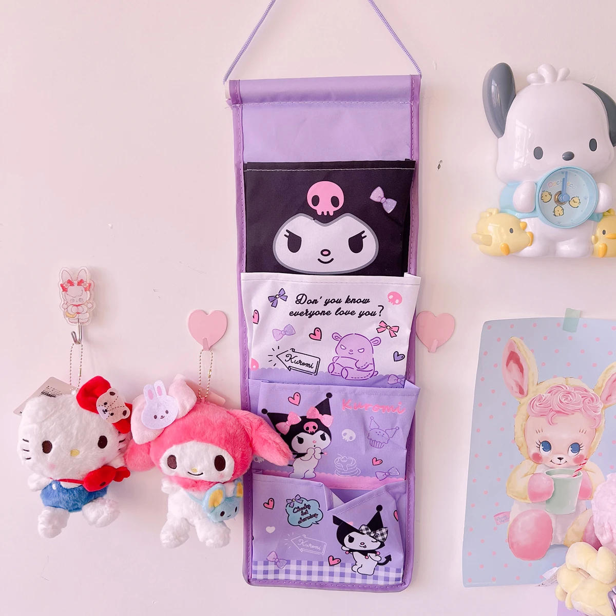 Description Picture 5 of itemSanrio Kawaii Wall Hanging Storage Bag Cartoon Kuromi My Melody Cinnamoroll Multi-compartment Sundry Bag Cute Wall Decoration
