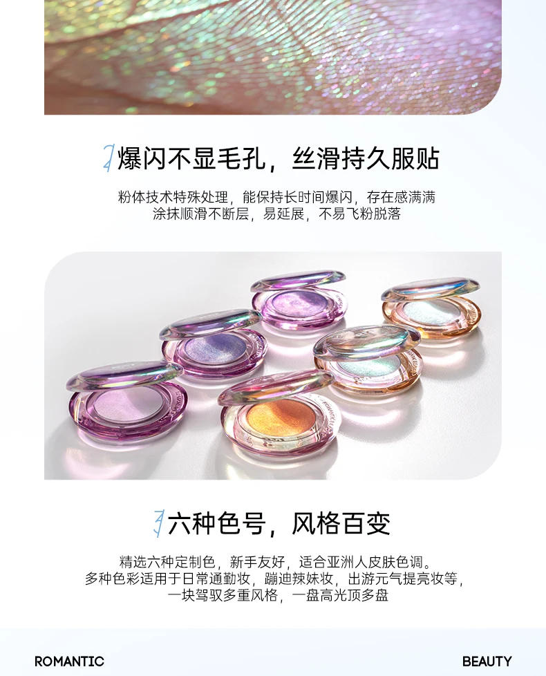 Description Picture 6 of itemRomantic Beauty Iluminador Maquillaje Chameleon Highlighter Eyeshadow Palette High gloss Powder Body and Face Pearl Brightening