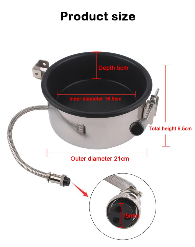 Description Picture 2 of item3 Holes 15mm Commercial Hot Air Oil Popcorn Maker Heating Pot Hand-cranked 8 Ounce Electric Popcorn Machine Accessories Parts