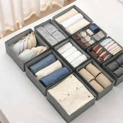 Clothes Underwear Storage Box Drawer Type Foldable Cotton Material Household Bra Underwear Socks Three Piece Set Organizing Box