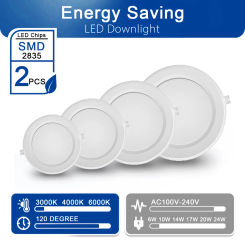 2pcs/lot LED Downlight AC110V 220V Ceiling Light 20W 24W Recessed Led Down light Round Panel Light Spotlight Indoor Lighting