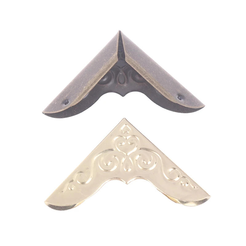 Description Picture 5 of item12pcs Decorative Jewelry Chest Wine Gift Box Wooden Case Antique Brass Golden Furniture Corner Protector Cover with Screws Nails