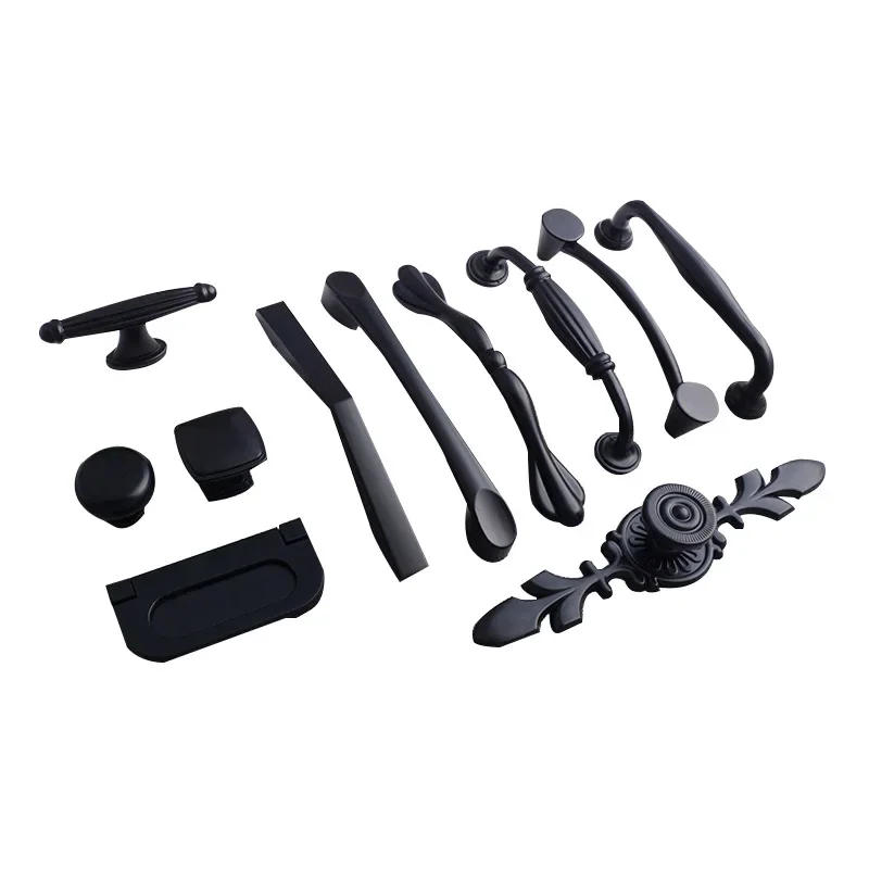 Description Picture 3 of itemAluminum Alloy Black Cabinet Handles American Style Solid Kitchen Cupboard Pulls Drawer Knobs Furniture Handle Hardware