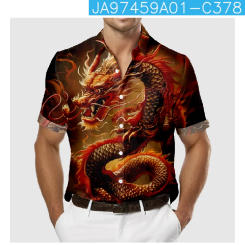 Chinese Dragon 3D Style Shirts Oversized Men's Casual Shirts Summer Steertwear