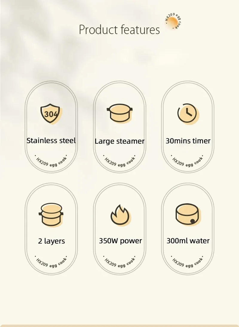 Description Picture 3 of item350W Electric Egg Boiler Breakfast Machine Automatic Steamer Egg Cookers Egg Custard Steaming Cooker with Timer Food Warmer 220V