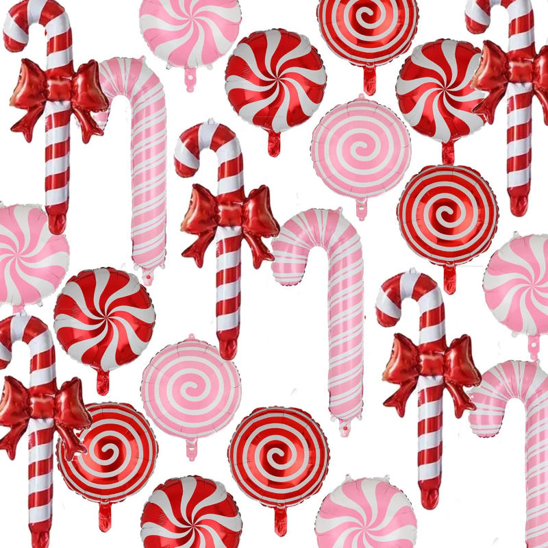 Description Picture 2 of item5pcs Candy Bow Cane Handheld Stick Balloon Candy Windmill Ball Balloon Set Christmas and New Year Party Decoration
