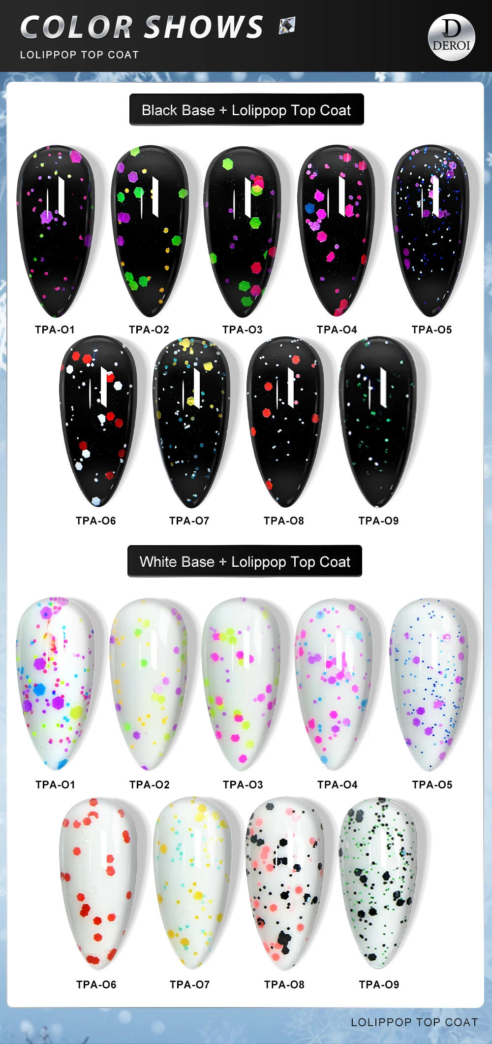 Description Picture 3 of item8ml Sparkly Glitter Top Coat Gel Nail Polish Gold Foil DIY Nail Art Matte Aurora Topcoat Soak Off Semi Permanent for Manicure