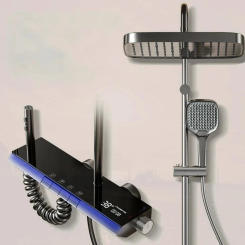 Smart Thermostatic Digital Display Shower System 4 Ways Water Outlet Wall Mount Shower Faucet Set for Modern Bathroom