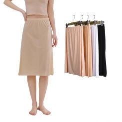 Plus Size bottoming skirt Half Body Slips Dress For Summer Thin Ice Silk High Waist Elastic Anti-Penetrating Underskirt Lining
