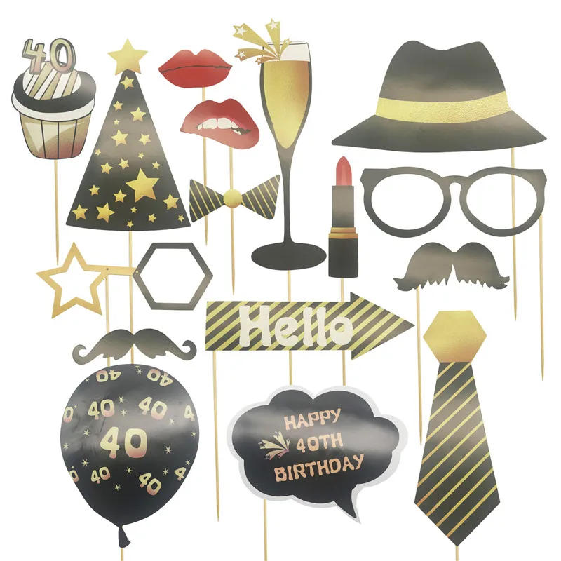 Description Picture 4 of item30 40 50 60 Year Old Photo Booth Props Adult Birthday Decor Women Men 30th Anniversary Happy Birthday PhotoBooth Props Frame