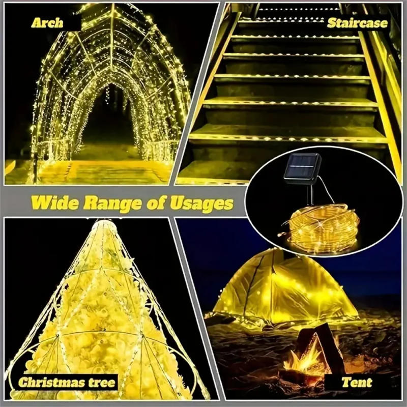 Description Picture 6 of itemSolar Tube String Lights 8 Modes Outdoor LED Copper Fairy String Tube Lights For Christmas Halloween Holiday Decoration Lighting