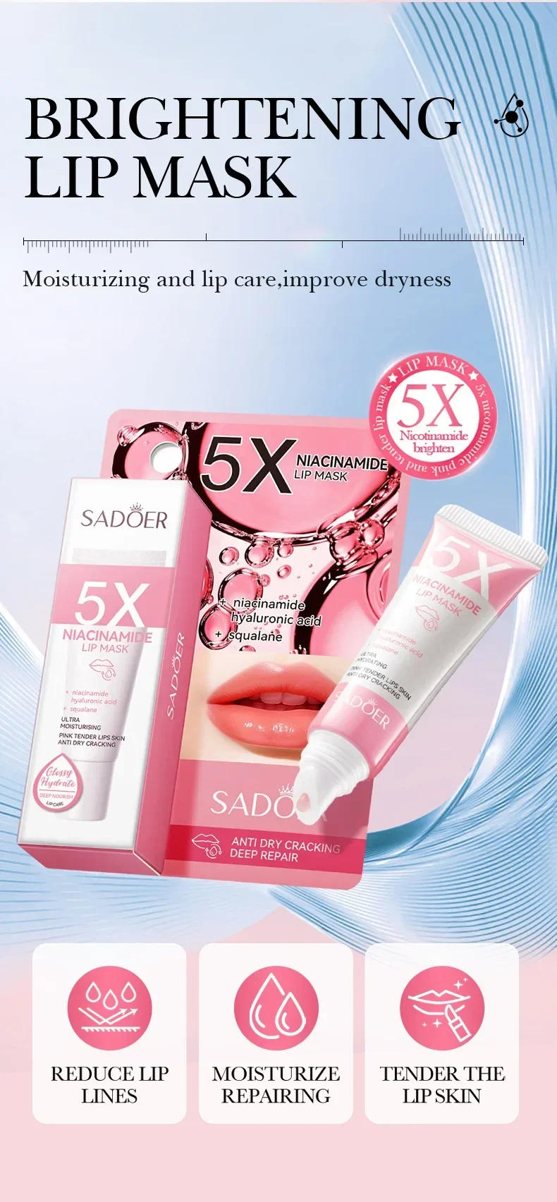 Description Picture 4 of itemRemove Dark Lip Balm Lightening Melanin Mask Gloss Exfoliating Lip Pink Treatment Reduce Lip Lines Improve Dryness Moisturizing