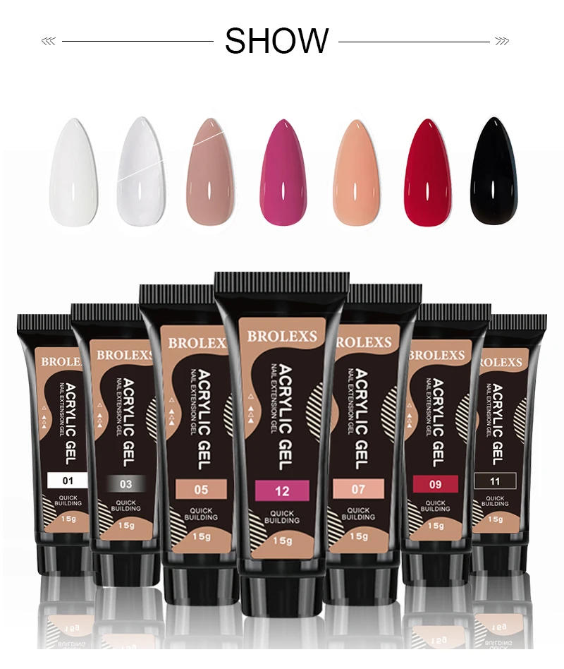 Description Picture 2 of item15ml Poly Nail Gel Set ,Pure Color Acrylic Extension Gel ,Quick Crystal Builder Nail Gel for Art Design ,Extend Nail Fingertips