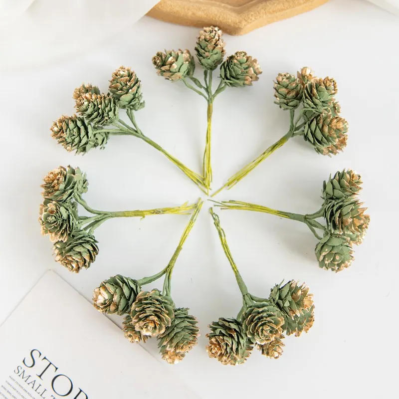 Description Picture 3 of item6Pcs Artificial Plants Golden Fake Pinecone For Christmas Tree Decoration Wreaths Accessory Diy Wedding Home Decor Mini Bouquet